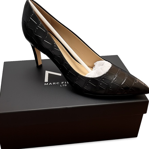Marc Fisher LTD Genni Croc-Embossed Pointed-Toe Pumps new in box size 6.5M - Picture 9 of 11